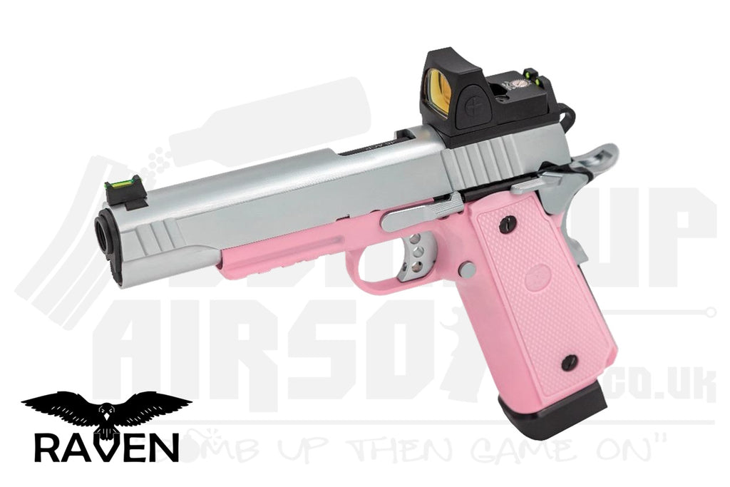 Raven Hi-Capa R14 Railed GBB Airsoft Pistol With BDS - Pink/Silver ...