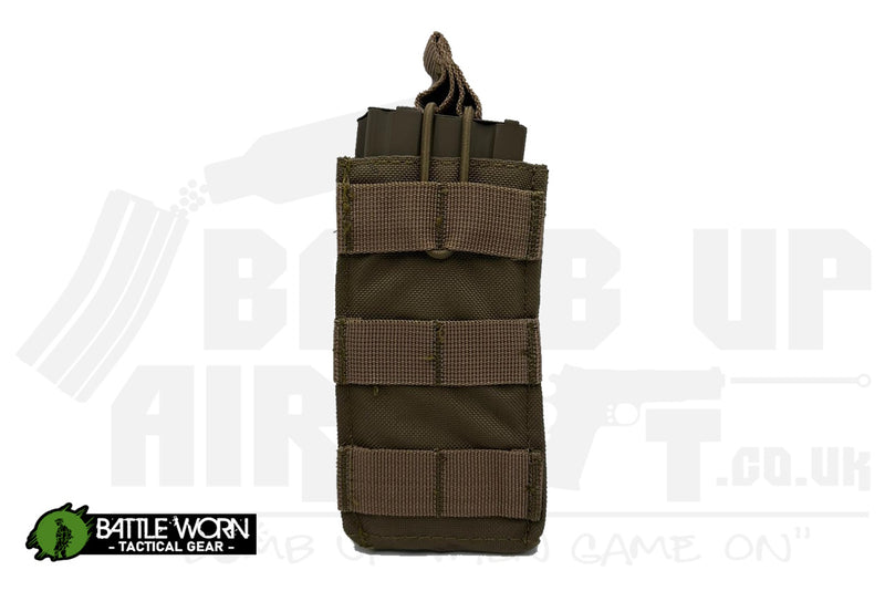 Battleworn Tactical Single M4 Mag Pouch - Bungee Retention - Tan