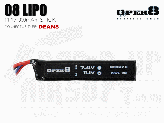 Oper8 11.1v 900mah Mini Li-Po Battery - Deans