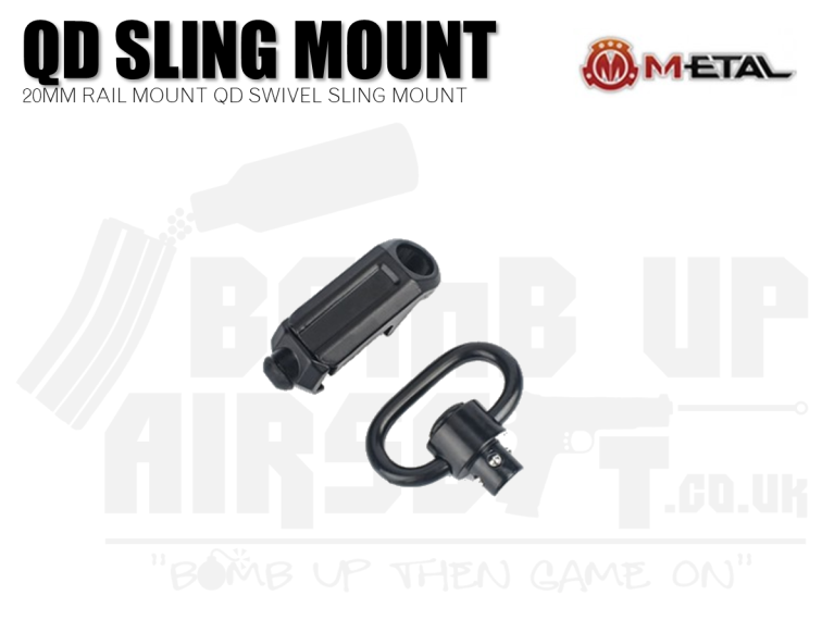 M-Etal 20mm Push Button QD Sling Swivel (Heavy Duty - Metal - Black)