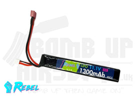 Rebel Battery - 1300mAh Lipo 11.1V 20C Stick - Deans