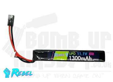 Rebel Battery - 1300mAh Lipo 11.1V 20C Stick - Mini Tamiya