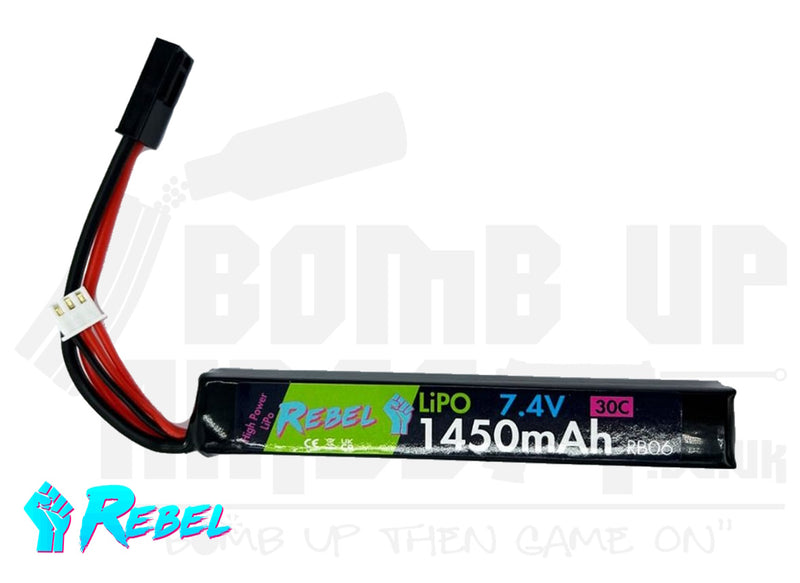 Rebel Battery - 1450mAh Lipo 7.4V 30C Stick - Mini Tamiya