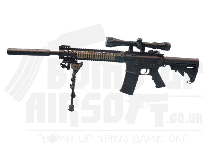 Double Bell SOPMOD M4 (with bipod plus 3-9x40 Scope and Silencer - 073)