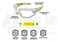 Mechanix Safety Glasses TACTICAL TYPE-X | BLACK FRAME | AMBER LENS