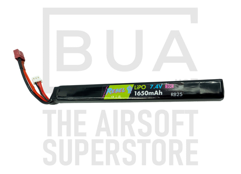 Rebel Battery - 1650mAh LiPo 7.4V 20C AK Stick Deans