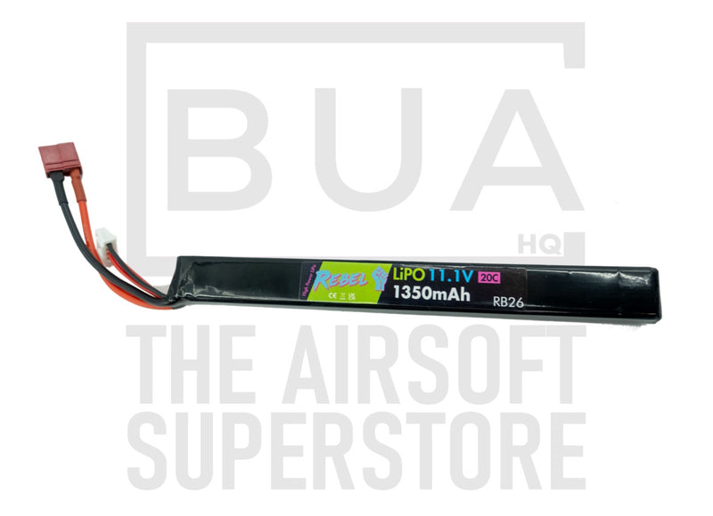 Rebel Battery - 1350mAh LiPo 11.1V 20C AK Stick - Deans