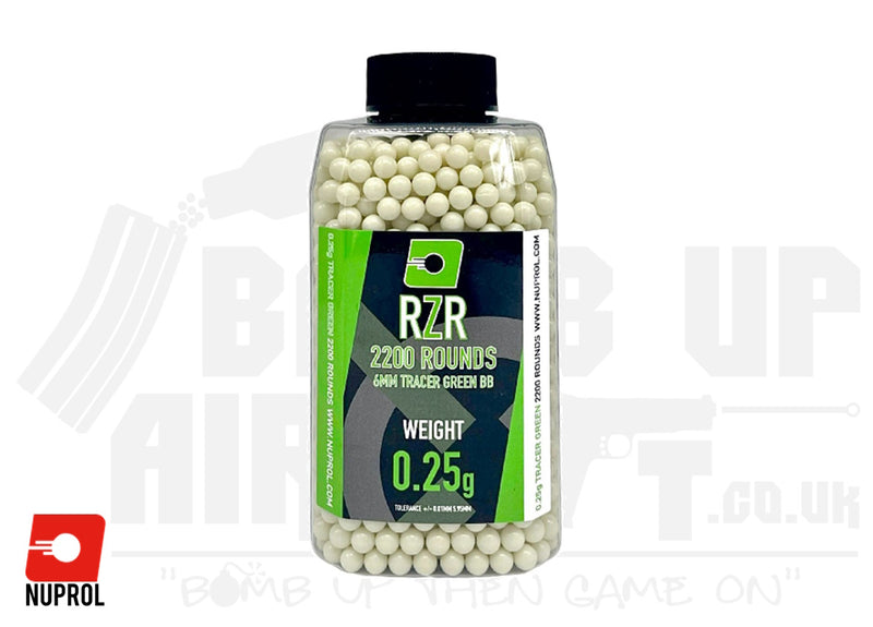 Nuprol RZR Precision Tracer BB's 0.25g Green - 2200 Rounds