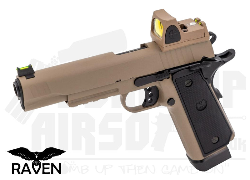 Raven Hi-Capa R14 Railed GBB Airsoft Pistol with BDS - Tan