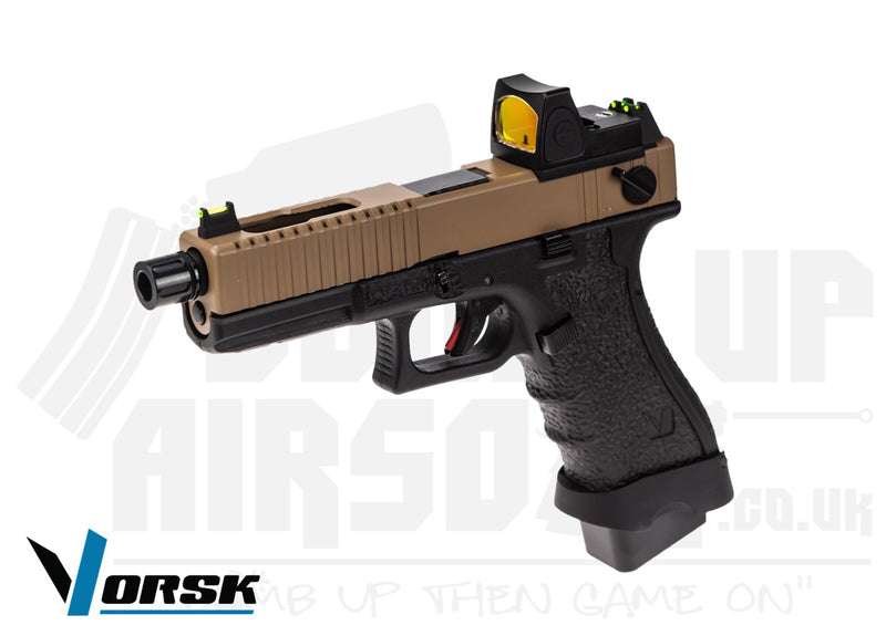 Vorsk EU18 Tactical + BDS GBB Airsoft Pistol - Black/Tan