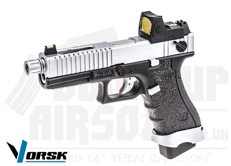 Vorsk EU18 Tactical Chrome GBB Airsoft Pistol + BDS