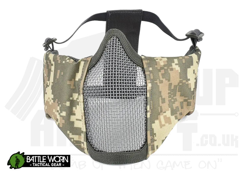 Battleworn Tactical Lower Mesh Face Mask With Ear Protection - ACU