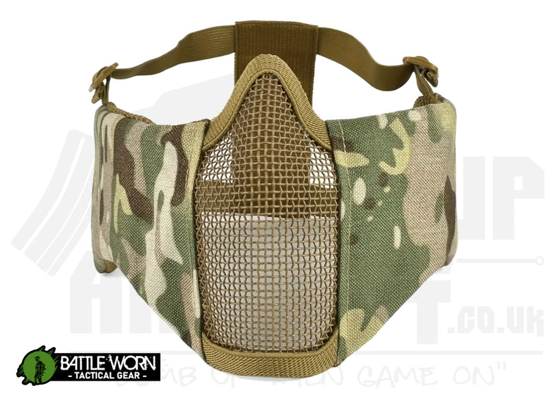 Battleworn Tactical Lower Mesh Face Mask With Ear Protection - Multicam