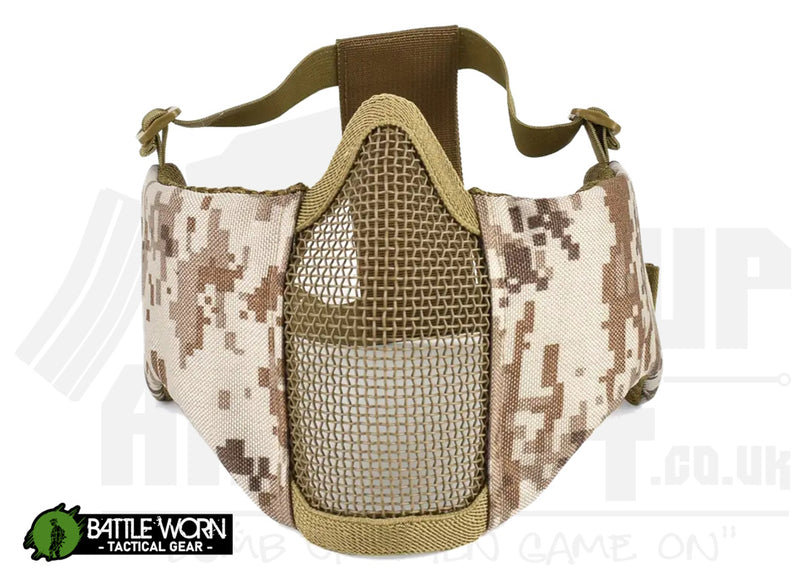 Battleworn Tactical Lower Mesh Face Mask With Ear Protection - Desert