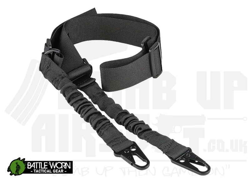 Battleworn Tactical Adjustable Two Point Bungee Rifle Sling - Black