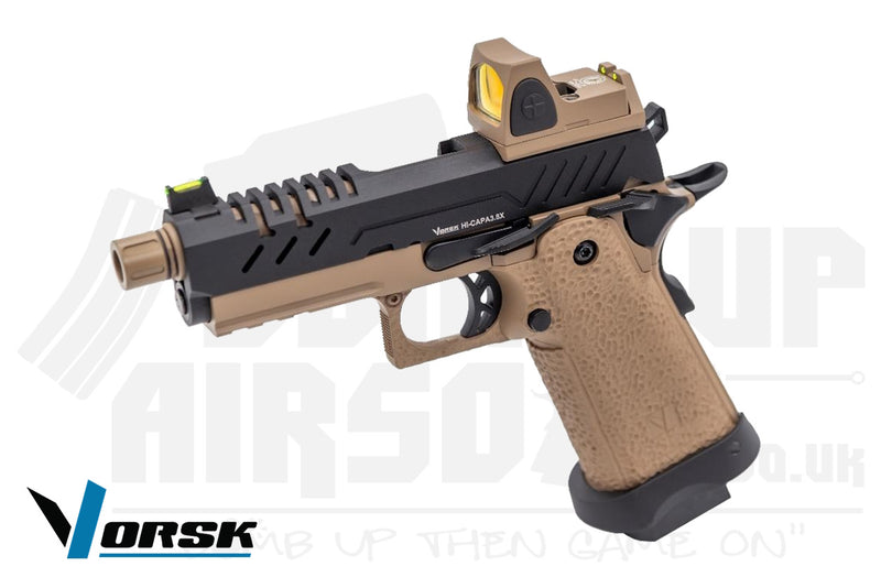 Vorsk Hi-Capa 3.8 Pro + BDS GBB Airsoft Pistol - Black/Tan