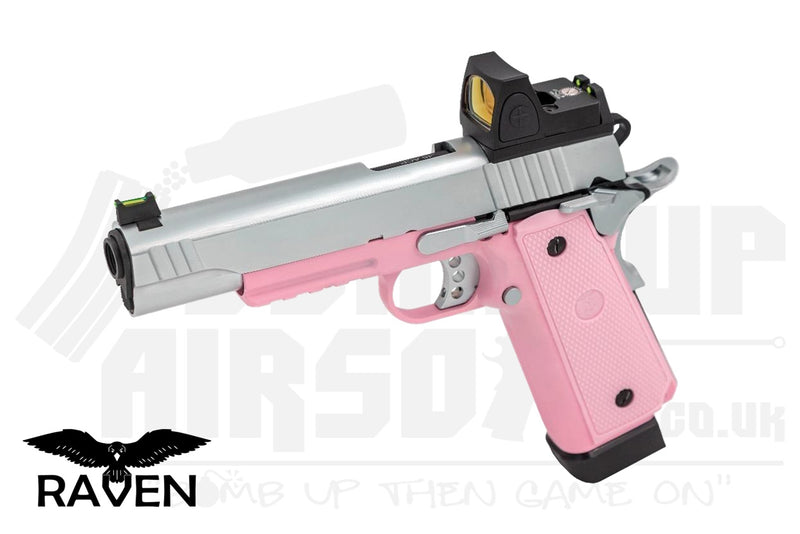 Raven Hi-Capa R14 Railed GBB Airsoft Pistol with BDS - Pink/Silver