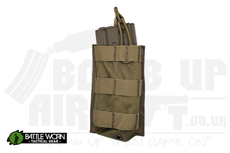 Battleworn Tactical Single Mag Pouch - Bungee Retention - Tan