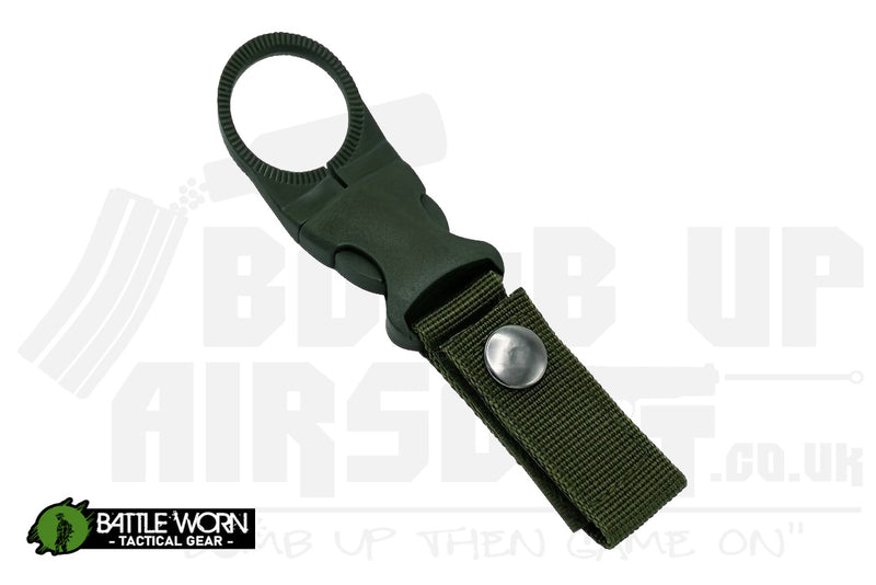 Battleworn Tactical Gear Clip With Webbing Strap - OD Green
