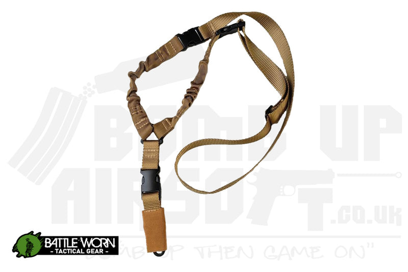 Battleworn Tactical QR Adjustable Single Point Bungee Rifle Sling - Tan