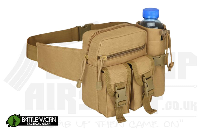 Battleworn Tactical Waist Bag Pack - Tan