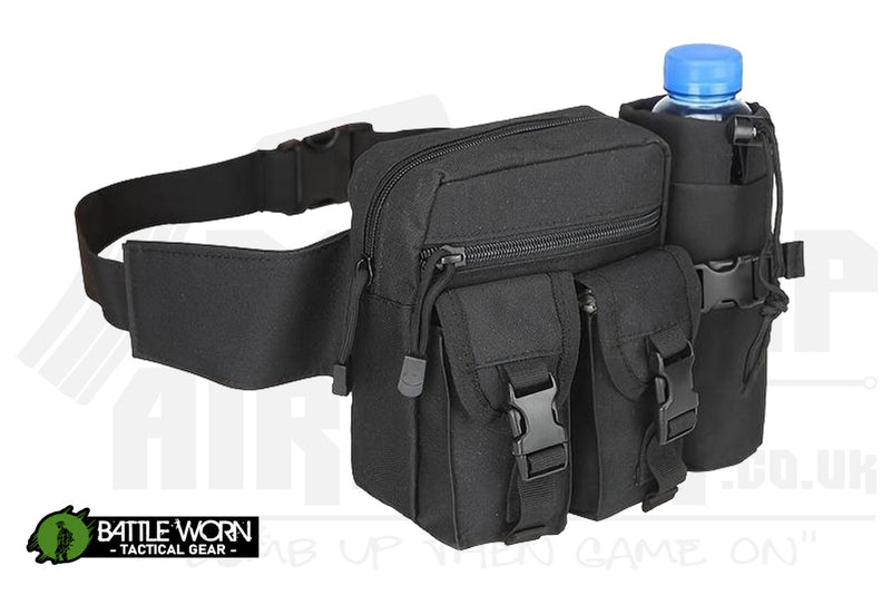 Battleworn Tactical Waist Bag Pack - Black
