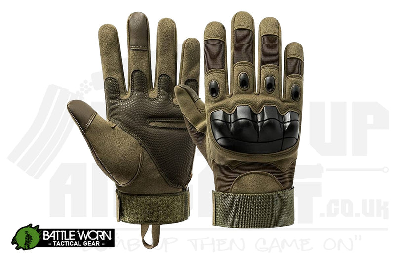 Battleworn Tactical Knuckle Protection Gloves - OD Green