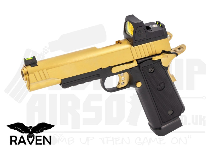 Raven Hi-Capa R14 Railed GBB Airsoft Pistol with BDS - Gold/Black