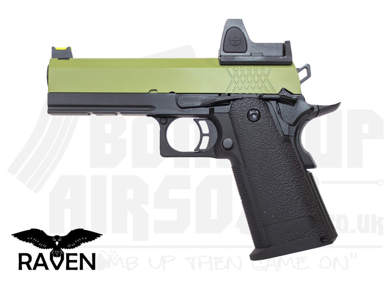 Raven Hi-Capa 4.3 + BDS GBB Airsoft Pistol - Green/Black