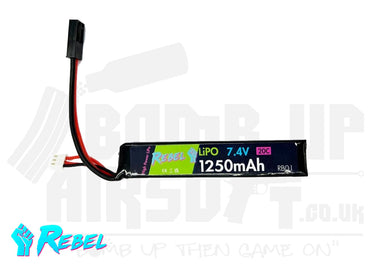 Rebel Battery - 1250mAh Lipo 7.4V 20C Stick - Mini Tamiya