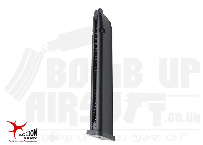 Action Army Ruger MKII Extended Gas Magazine (AAP01 - Black - 50 Rounds)