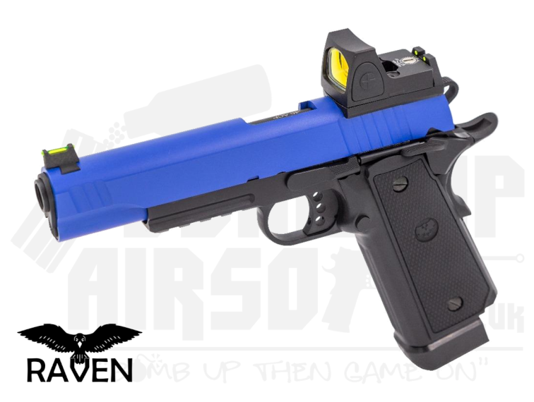 Raven Hi-Capa R14 Railed GBB Airsoft Pistol with BDS - Blue