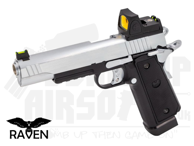 Raven Hi-Capa R14 Railed GBB Airsoft Pistol with BDS - Silver