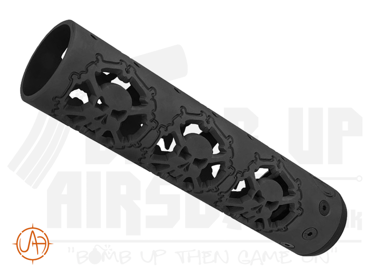 Unique ARs CNC Machined Skulls Handguard for AR15 Rifles with Barrel Nut (Black - 12")