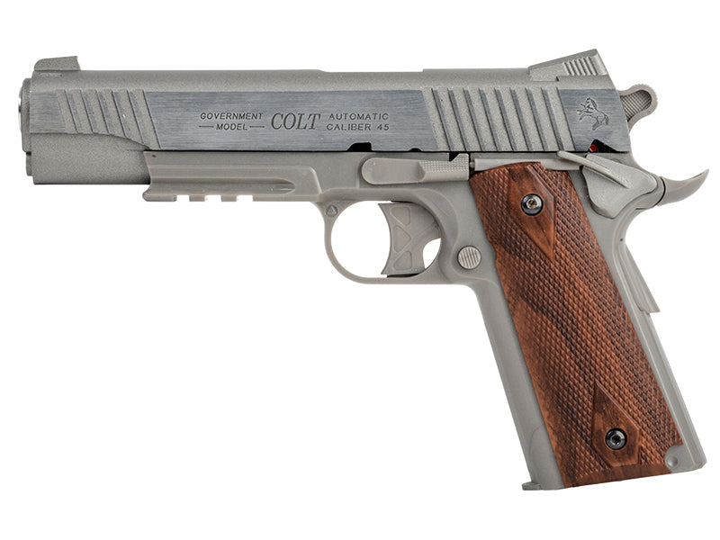 Colt 1911 (Rail) Co2 Pistol (Silver - Fixed Slide - Cybergun - 180315)