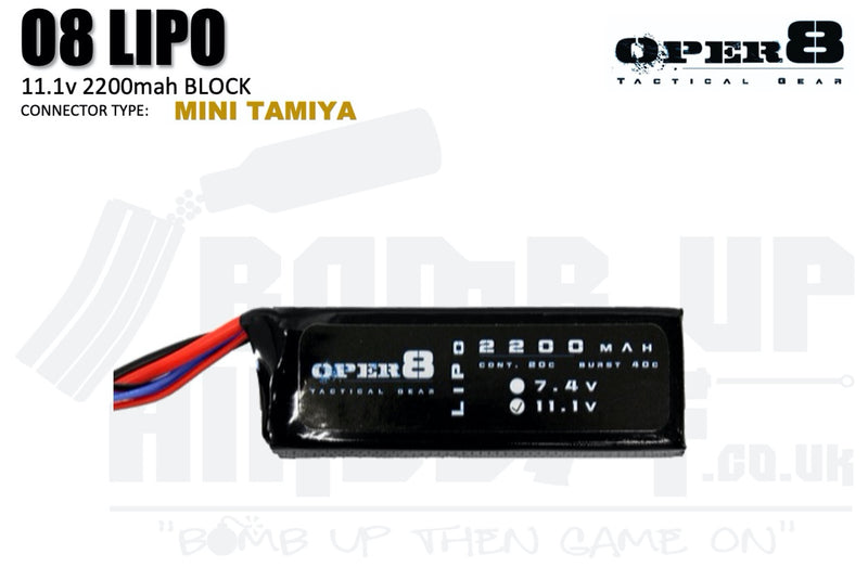 Oper8 11.1v 2200mah Block Style Li-Po Battery - Tamiya