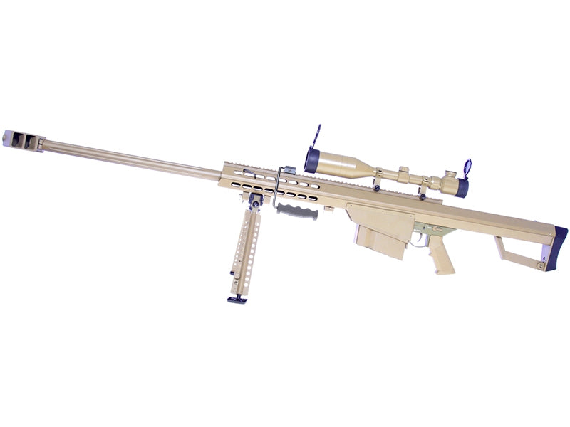 Barrett M82A1 Electric AEG Sniper Rifle with Hunter Scope and Bipod (Snow Wolf - Tan - SW-02A)