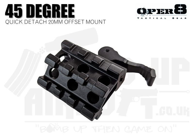 Oper8 Tactical 45 Degree Offset QD 20mm Rail Riser