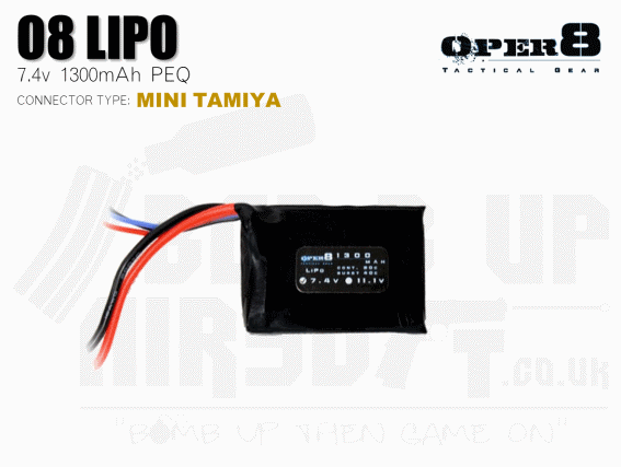 Oper8 7.4v 1300mah Mini PEQ Battery - Tamiya