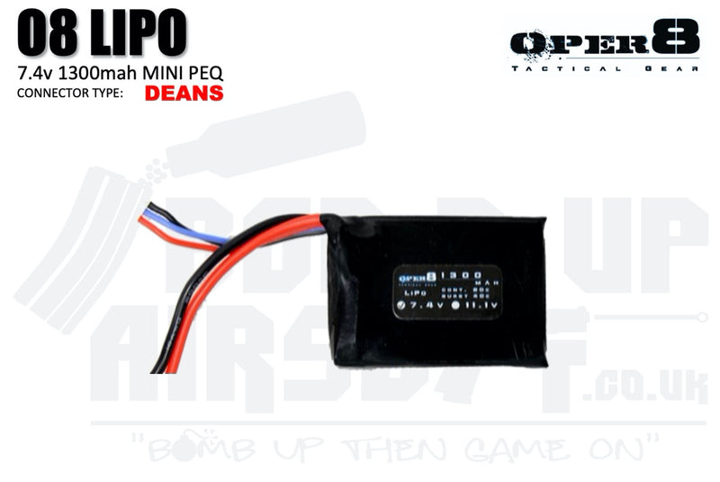 Oper8 7.4v 1300mah Mini PEQ Battery - Deans