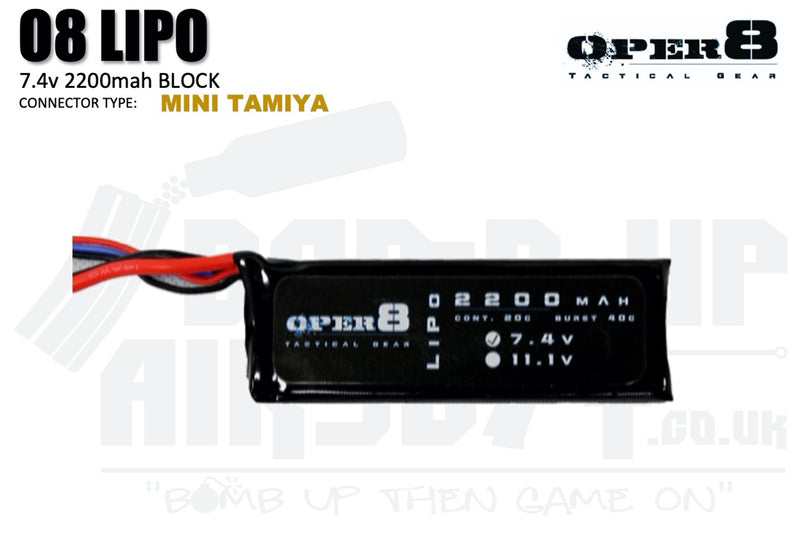 Oper8 7.4v 2200mah Block Style Li-Po Battery - Tamiya
