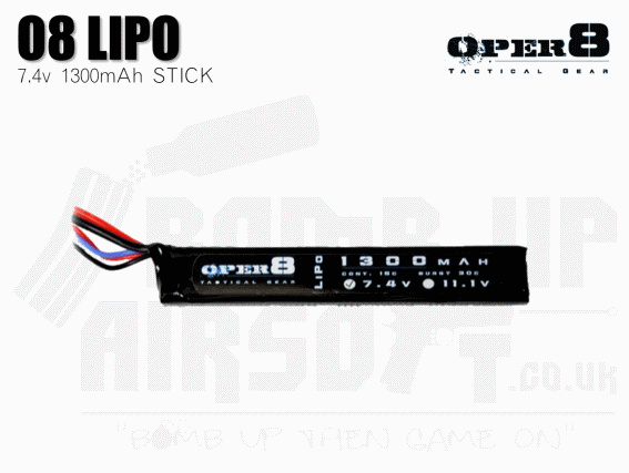Oper8 7.4v 1300mah Stick Style Li-Po Battery - Deans