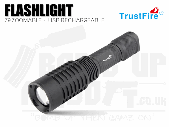 TrustFire Z9 Zoomable 3-Mode Rechargable Flashlight