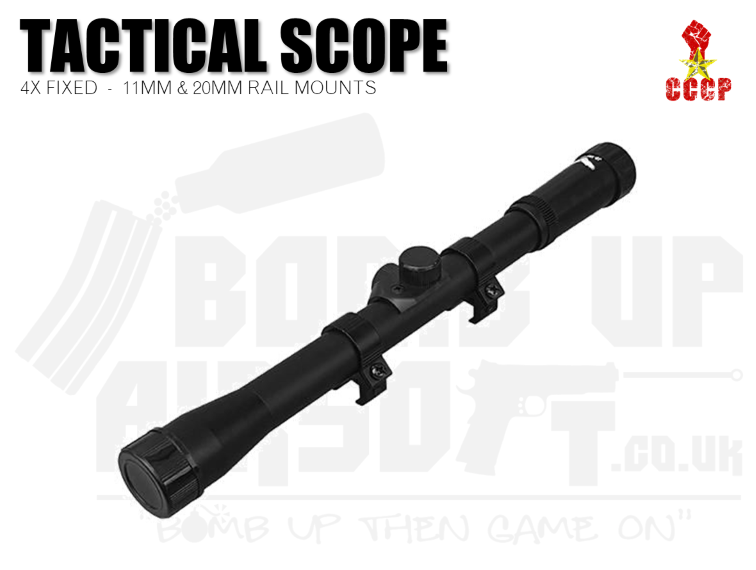CCCP Tactical Scope 4x Fixed Zoom (11mm & 20mm Rail Mount - Black)