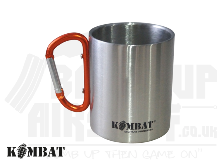 Carabiner Mug Stainless Steel - Silver / Orange