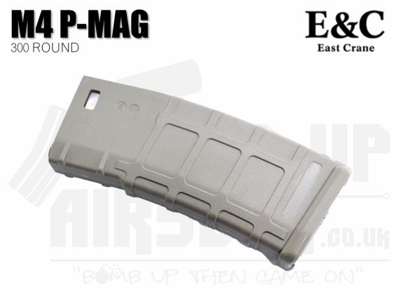 E&C P-Mag Style M4/M16 High Capacity Mag - 300 Rounds - Tan