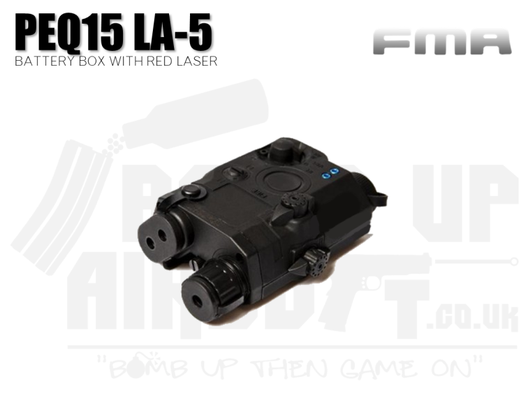 FMA PEQ 15 LA-5 Battery Case With Red Laser  - Black