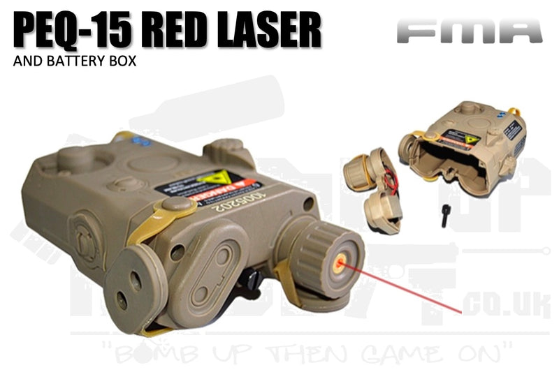 FMA PEQ 15 LA-5 Battery Case With Red Laser  - Tan