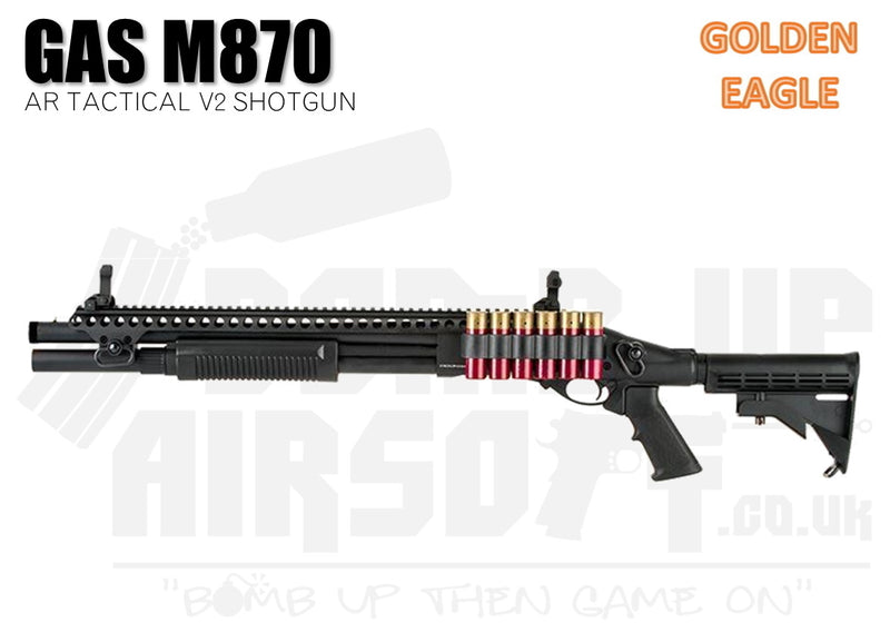 Golden Eagle M870 AR Tactical Tri-Shot V2 Gas Shotgun - Medium - Black