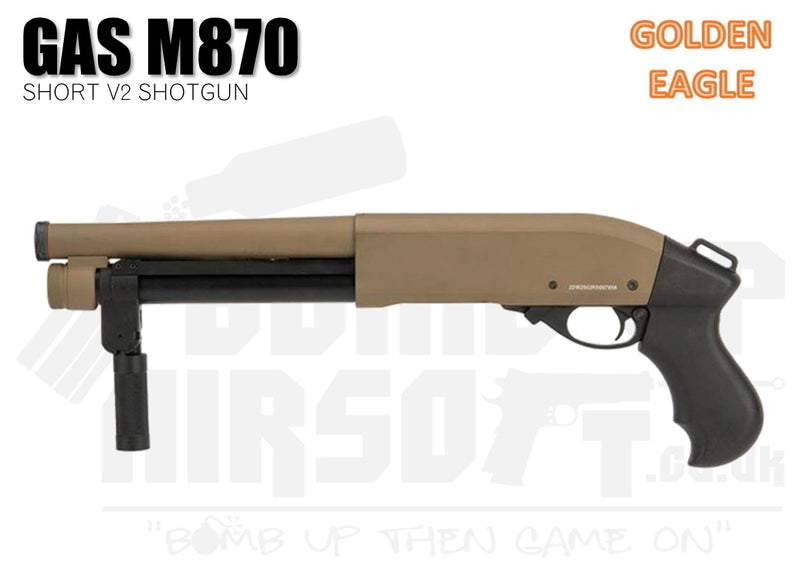 Golden Eagle M870 Tri-Shot V2 Gas Shotgun - Short - Tan